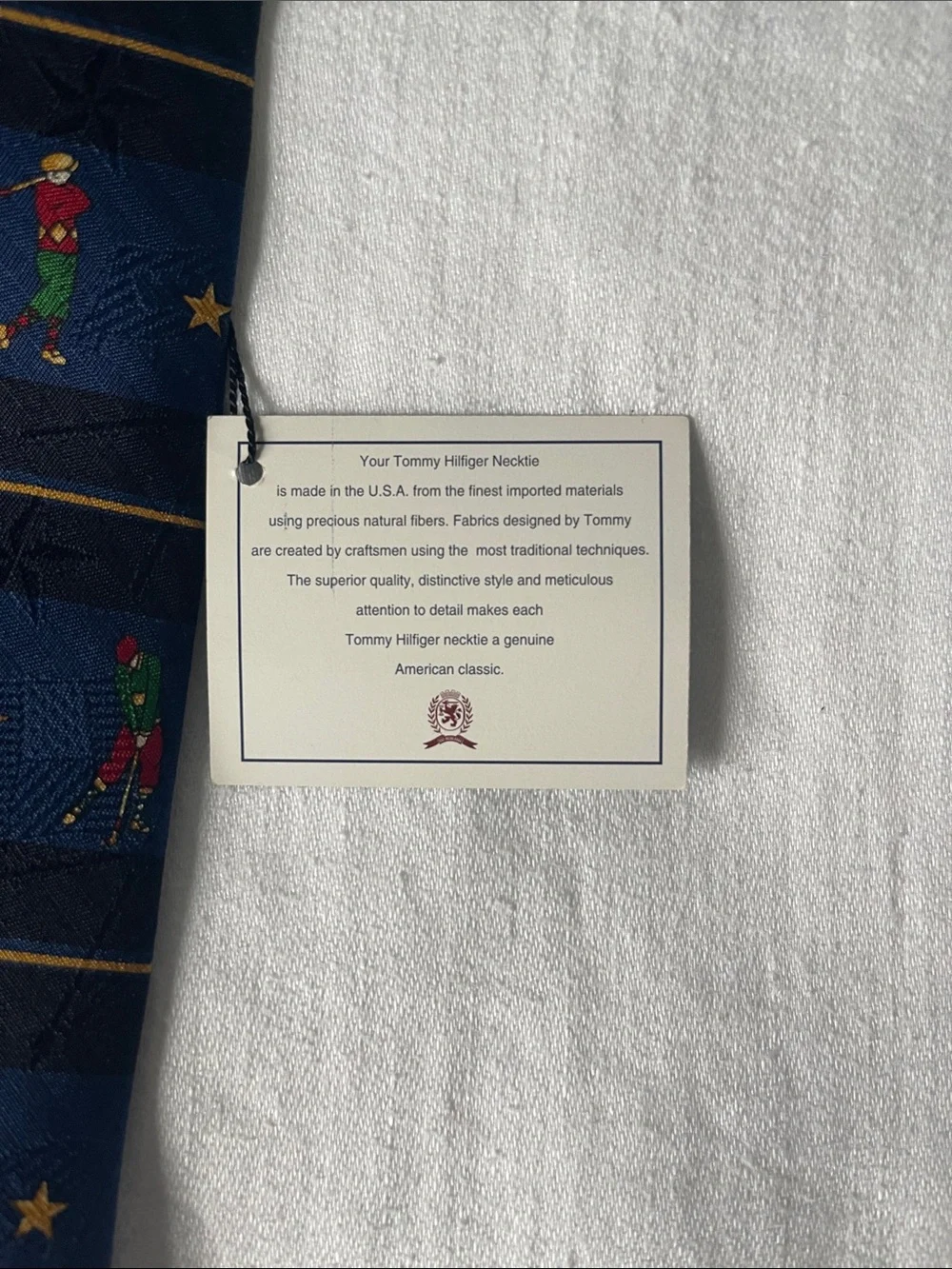 Tommy Hilfiger Navy Tie with Multicolor Golf Player Motif NWT